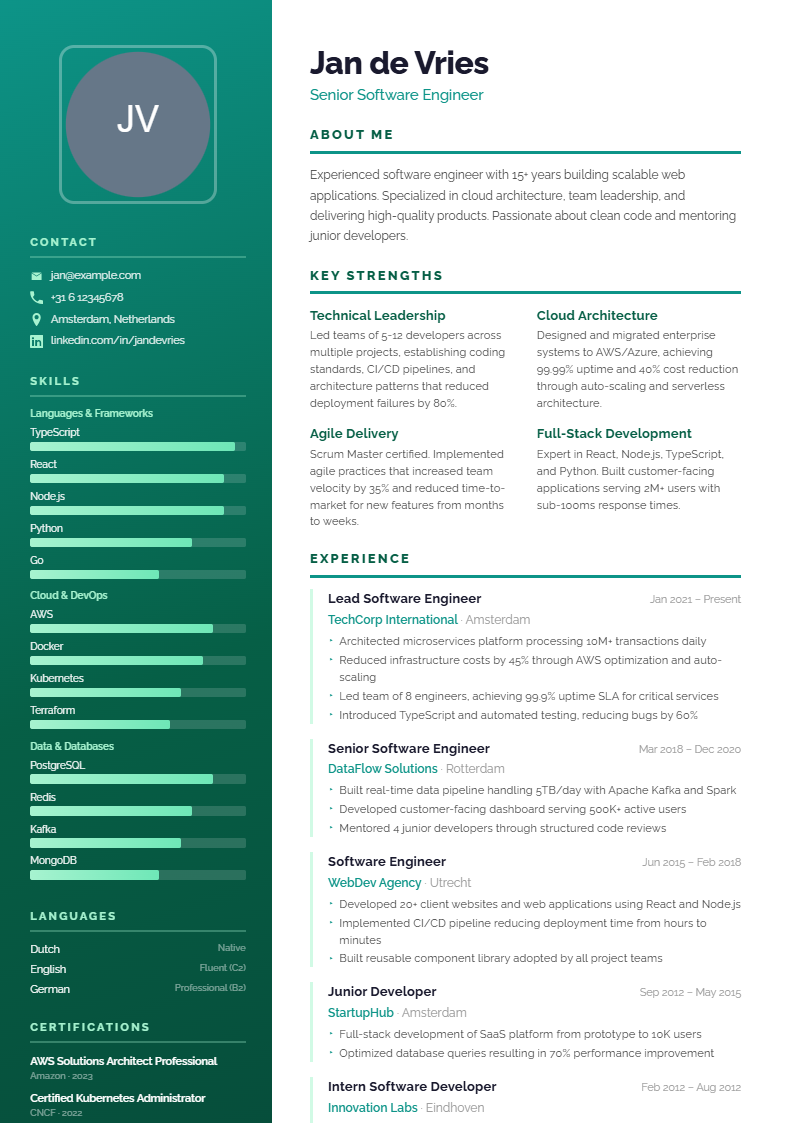 Bold CV template preview