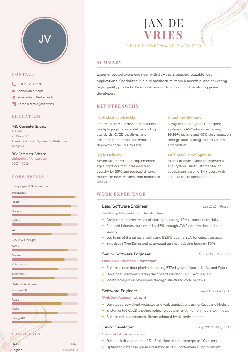 Botanica CV template preview